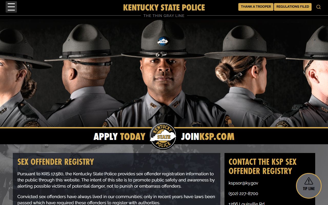 Union County criminal court records Kentucky State Police sex offender registry