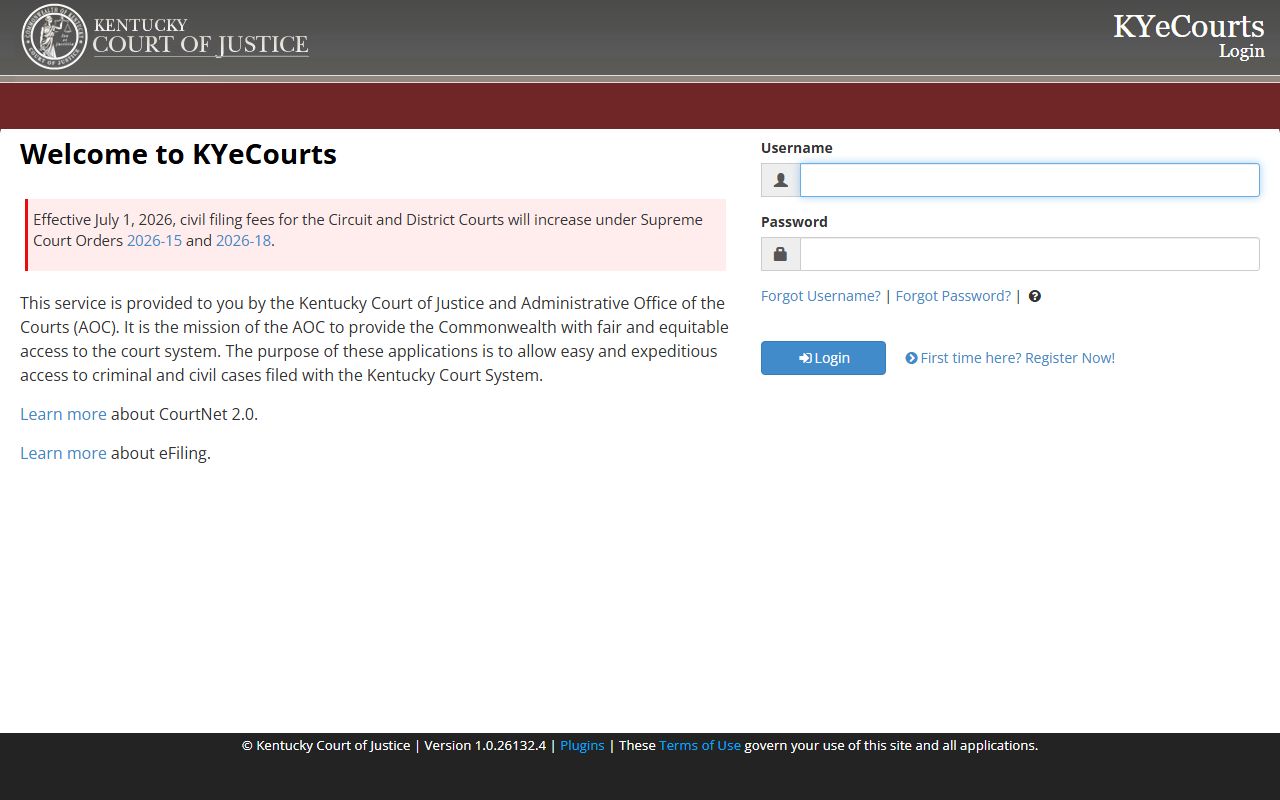 Union County court records KYeCourts CourtNet login