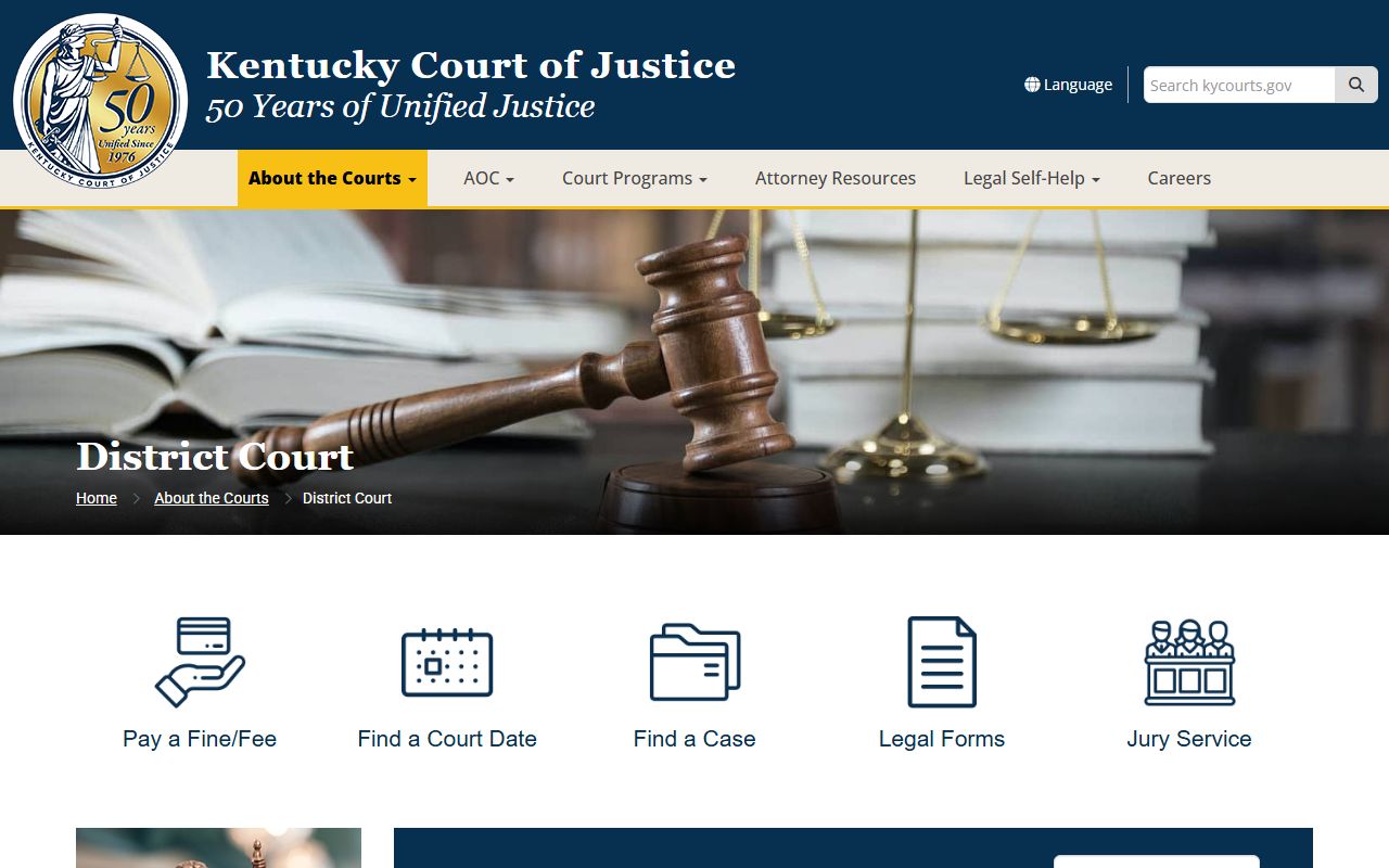 Union County court records and Kentucky District Court jurisdiction