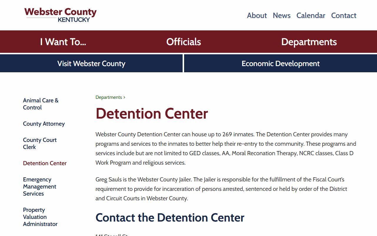 Union County inmate search through Webster County Detention Center